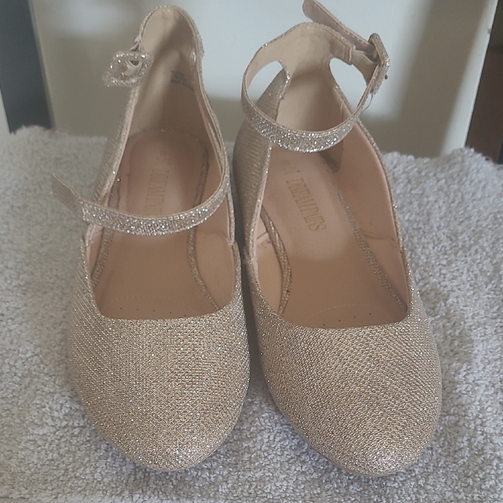 Dream Pairs Shimmering Gold Ankle Strap Flats